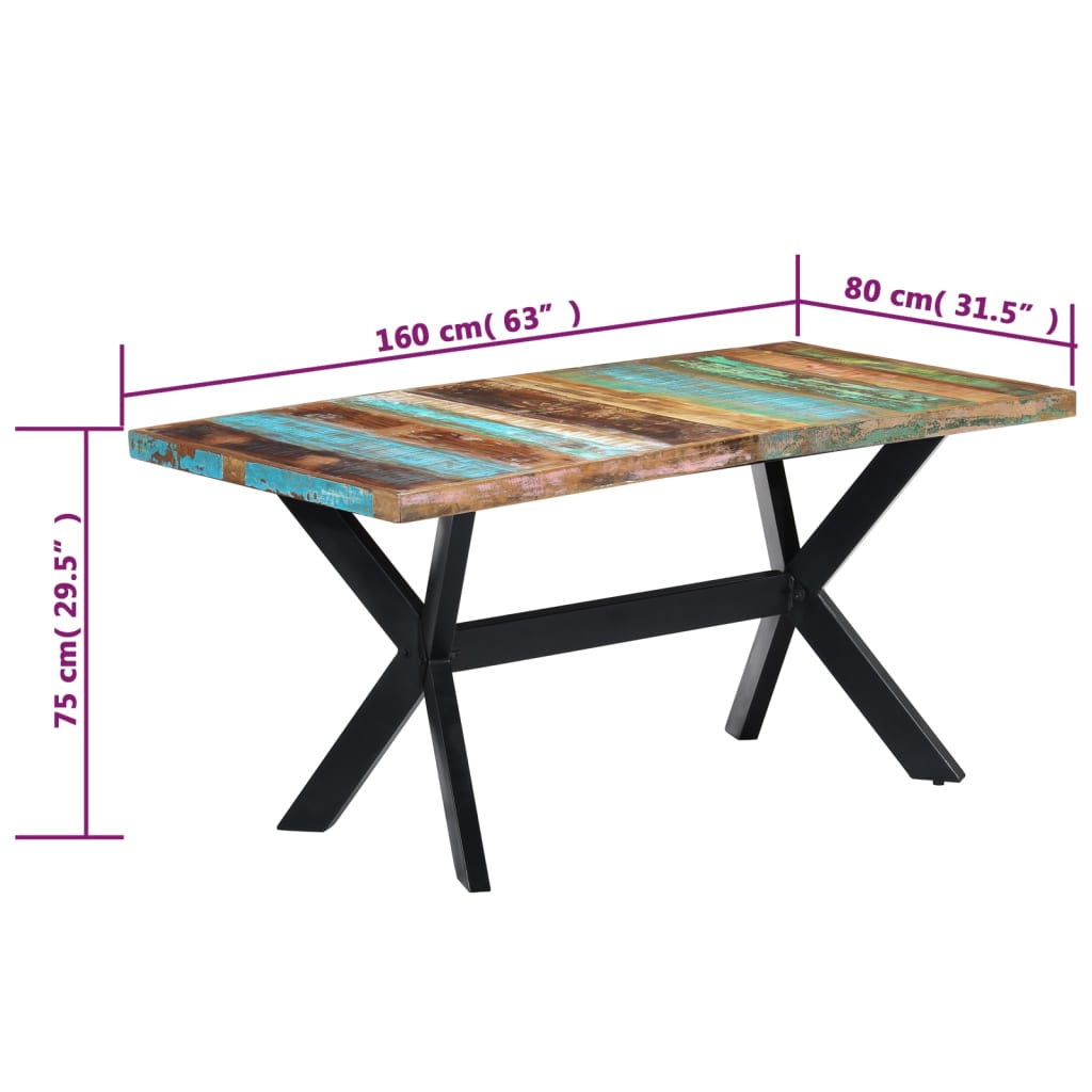 Τραπεζαρία 160 x 80 x 75 εκ. από Μασίφ Ανακυκλωμένο Ξύλο - PAKOBAZAAR