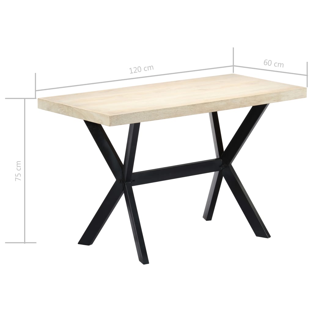 Τραπεζαρία Λευκή 120 x 60 x 75 εκ. από Μασίφ Ξύλο Μάνγκο
