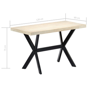 Τραπεζαρία Λευκή 120 x 60 x 75 εκ. από Μασίφ Ξύλο Μάνγκο