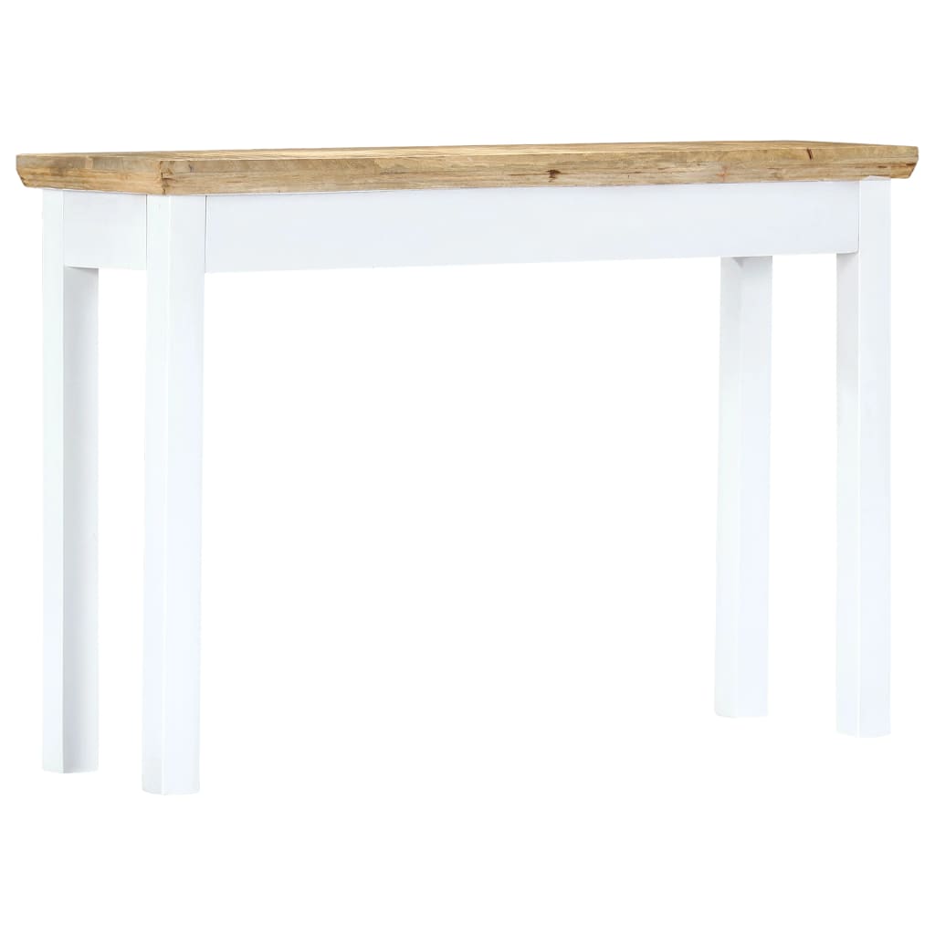 Τραπέζι Κονσόλα Λευκό/Καφέ 110x35x75 εκ. από Μασίφ Ξύλο Μάνγκο - PAKOBAZAAR