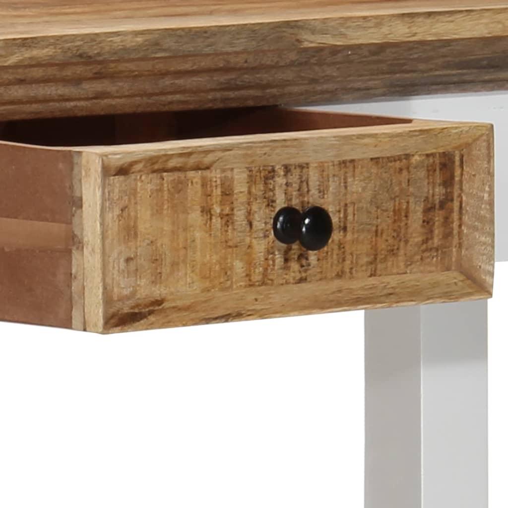 Τραπέζι Κονσόλα Λευκό/Καφέ 110x35x75 εκ. από Μασίφ Ξύλο Μάνγκο - PAKOBAZAAR