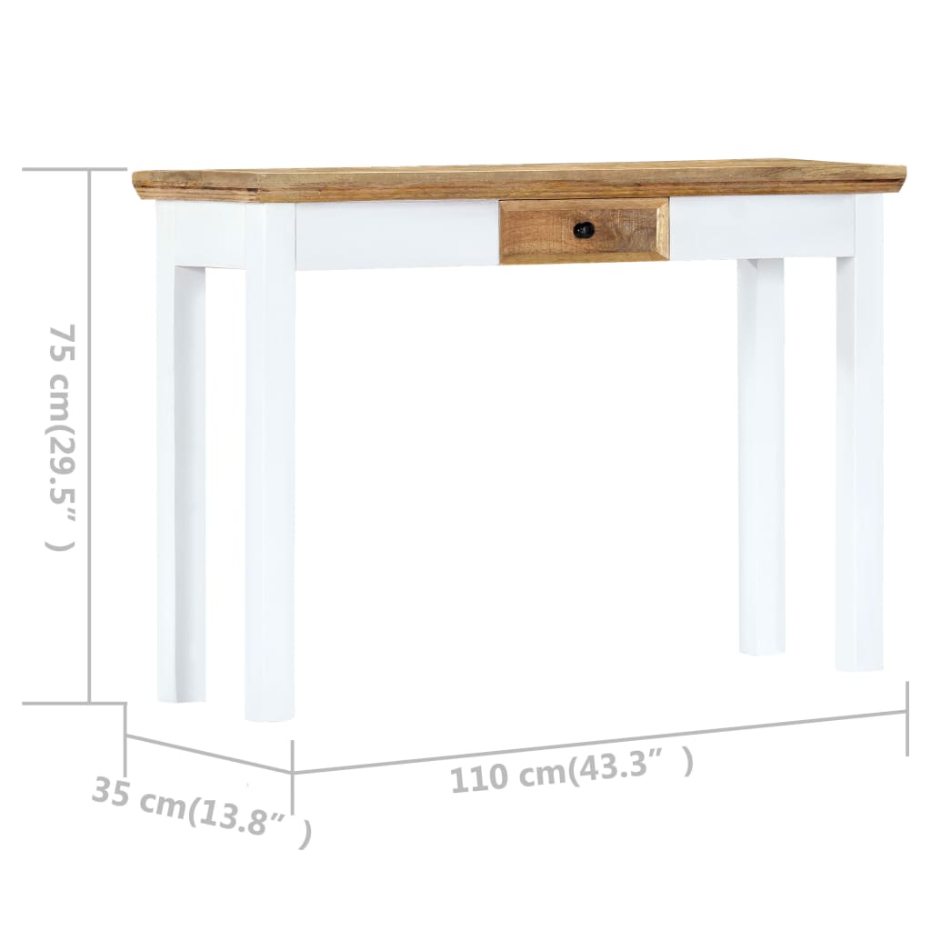Τραπέζι Κονσόλα Λευκό/Καφέ 110x35x75 εκ. από Μασίφ Ξύλο Μάνγκο - PAKOBAZAAR