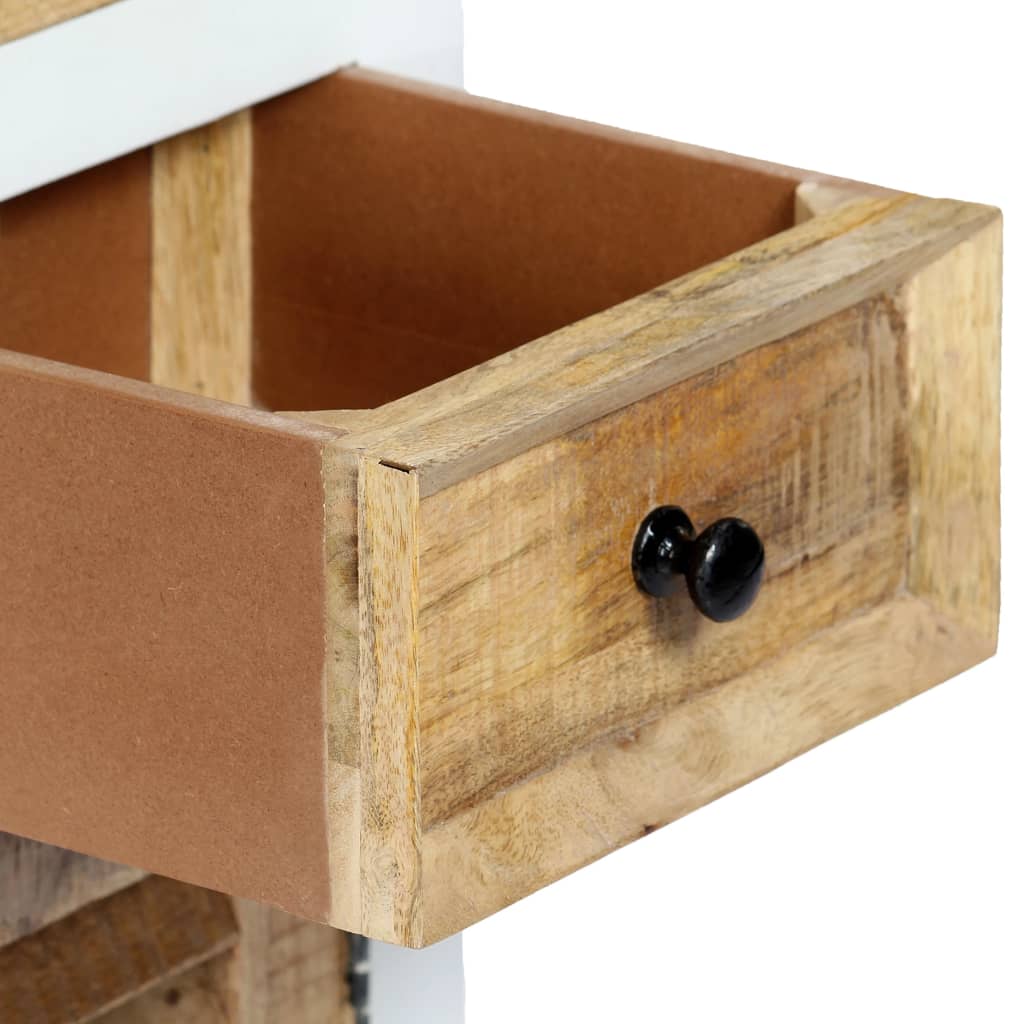 Έπιπλο Αποθήκευσης Λευκό/Καφέ 40x30x128 εκ Ακατέργ. Ξύλο Μάνγκο - PAKOBAZAAR