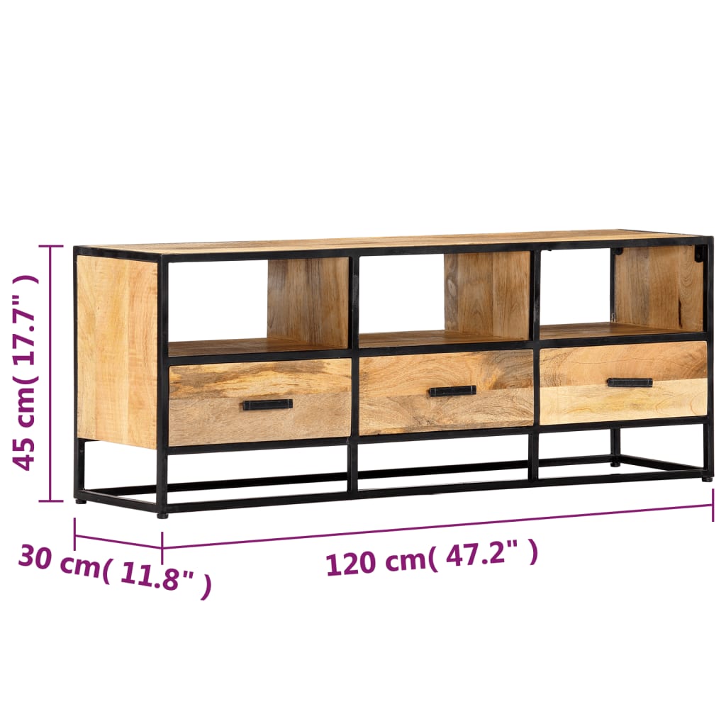 Έπιπλο Τηλεόρασης 120 x 30 x 45 εκ. από Μασίφ Ξύλο Μάνγκο - PAKOBAZAAR
