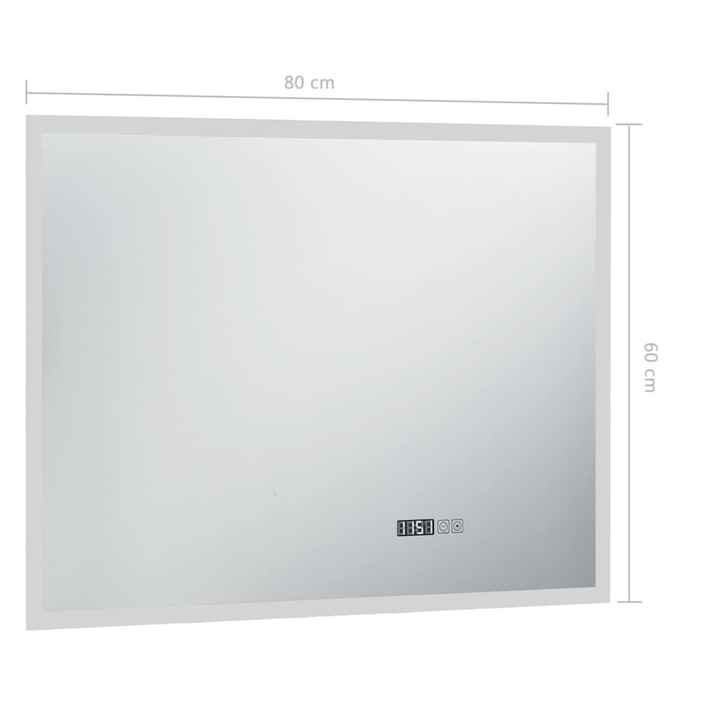 Καθρέφτης Μπάνιου με LED/Αισθητήρα Αφής και Οθόνη Ώρας 80x60εκ. - Pakobazaar