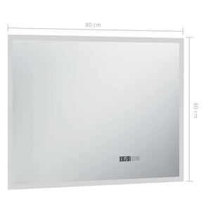 Καθρέφτης Μπάνιου με LED/Αισθητήρα Αφής και Οθόνη Ώρας 80x60εκ. - Pakobazaar