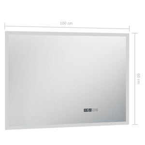 Καθρέφτης Μπάνιου με LED/Αισθητήρα Αφής και Οθόνη Ώρας 100x60εκ - PAKOBAZAAR