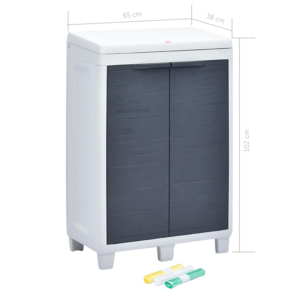 Κάδος Απορριμάτων Κήπου με 3 Σακούλες Σκούρο Γκρι 65x38x102 εκ.