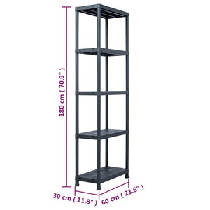 Ραφιέρα Μαύρη 125 κ. 60 x 30 x 180 εκ. Πλαστική - Pakobazaar