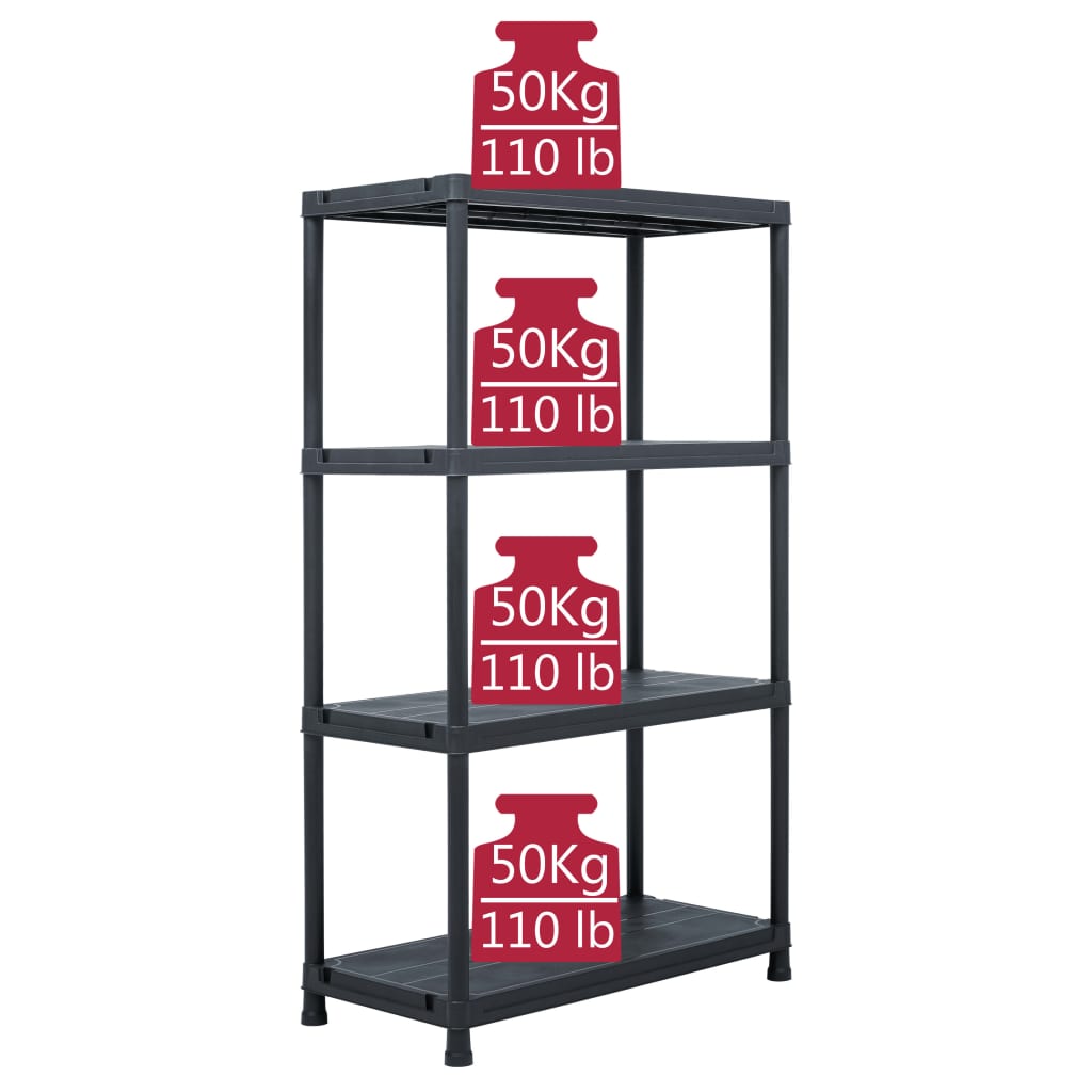 Ραφιέρα Μαύρη 200 κ. 80 x 40 x 138 εκ. Πλαστική