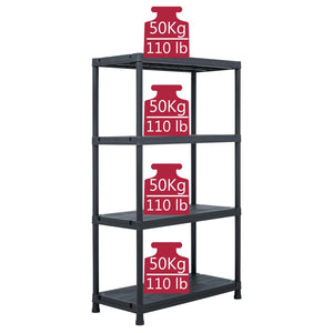 Ραφιέρα Μαύρη 200 κ. 80 x 40 x 138 εκ. Πλαστική