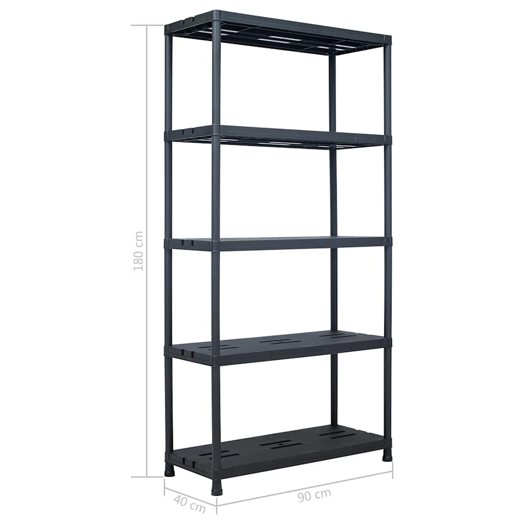 Ραφιέρα Μαύρη 260 κ. 90 x 40 x 180 εκ. Πλαστική
