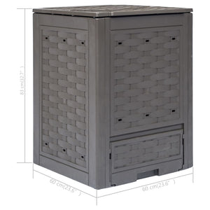Κομποστοποιητής Κήπου Καφέ 60x60x83 εκ. 300 L Πλαστικό Ρατάν - Pakobazaar