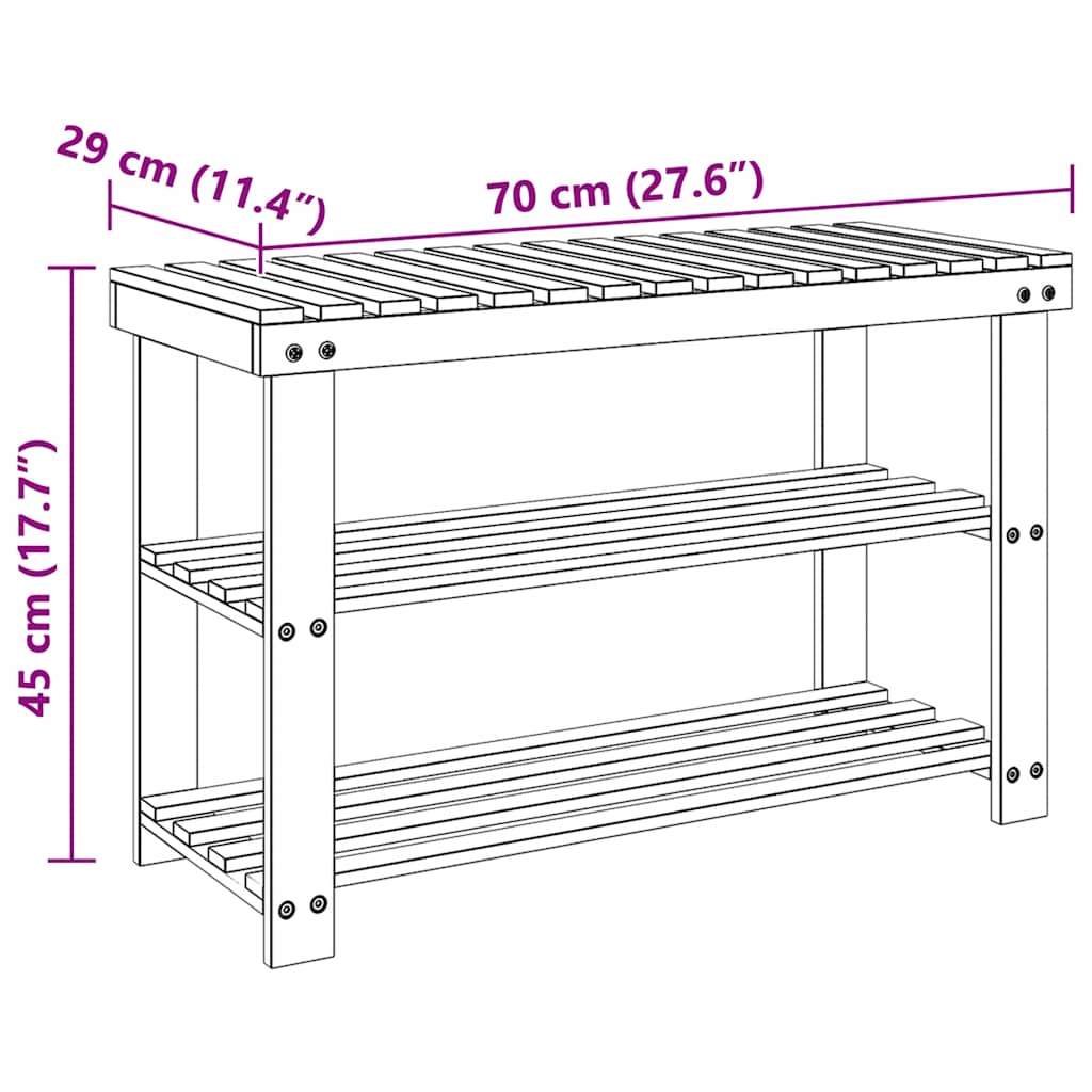 Ραφιέρα Παπουτσιών / Πάγκοι 2 σε-1 2 Τεμ. από Μασίφ Ξύλο - PAKOBAZAAR