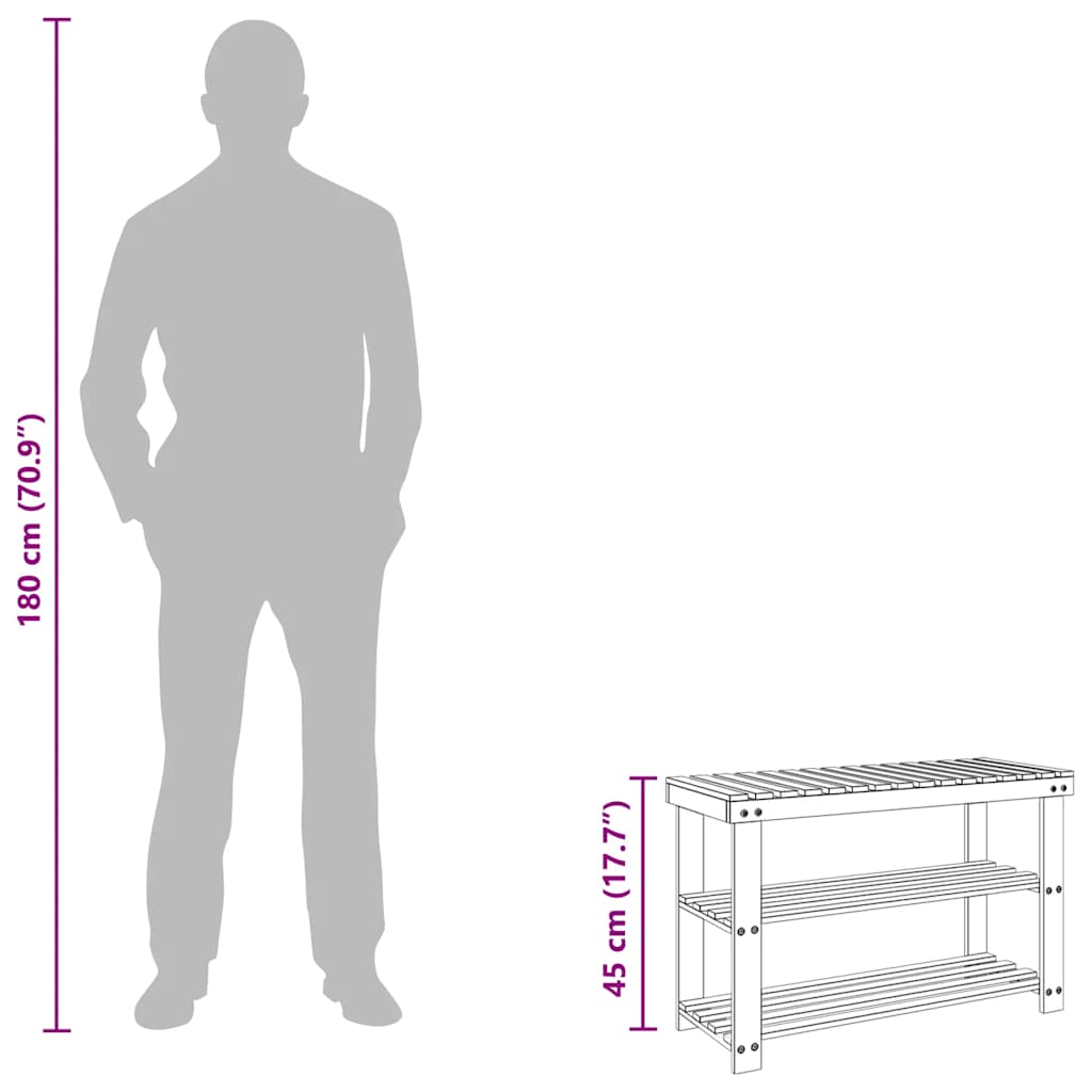 Ραφιέρα Παπουτσιών / Πάγκοι 2 σε-1 2 Τεμ. από Μασίφ Ξύλο - PAKOBAZAAR