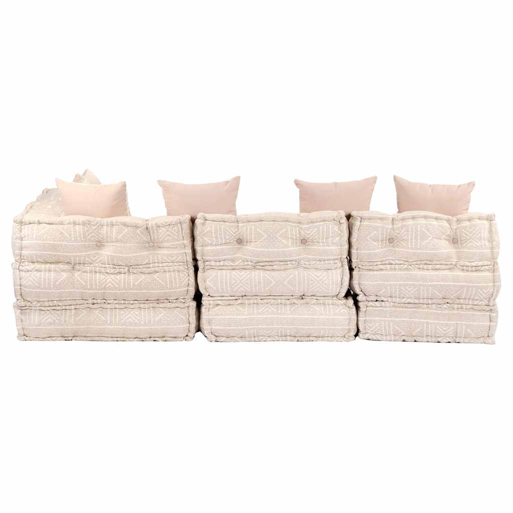 Κάθισμα - Πουφ Τετραθέσιο Αρθρωτό Μπεζ Υφασμάτινο - Pakobazaar