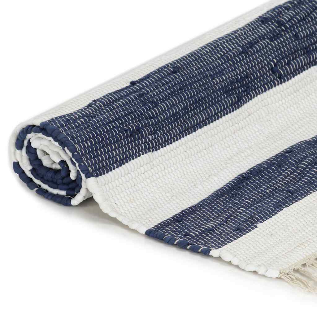 Χαλί Chindi Χειροποίητο Μπλε/Λευκό 200 x 290 εκ. Βαμβακερό