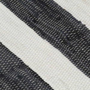 Χαλί Chindi Χειροποίητο Ανθρακί / Λευκό 200 x 290 εκ. Βαμβακερό