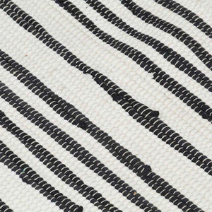 Χαλί Chindi Χειροποίητο Ανθρακί / Λευκό 120 x 170 εκ. Βαμβακερό