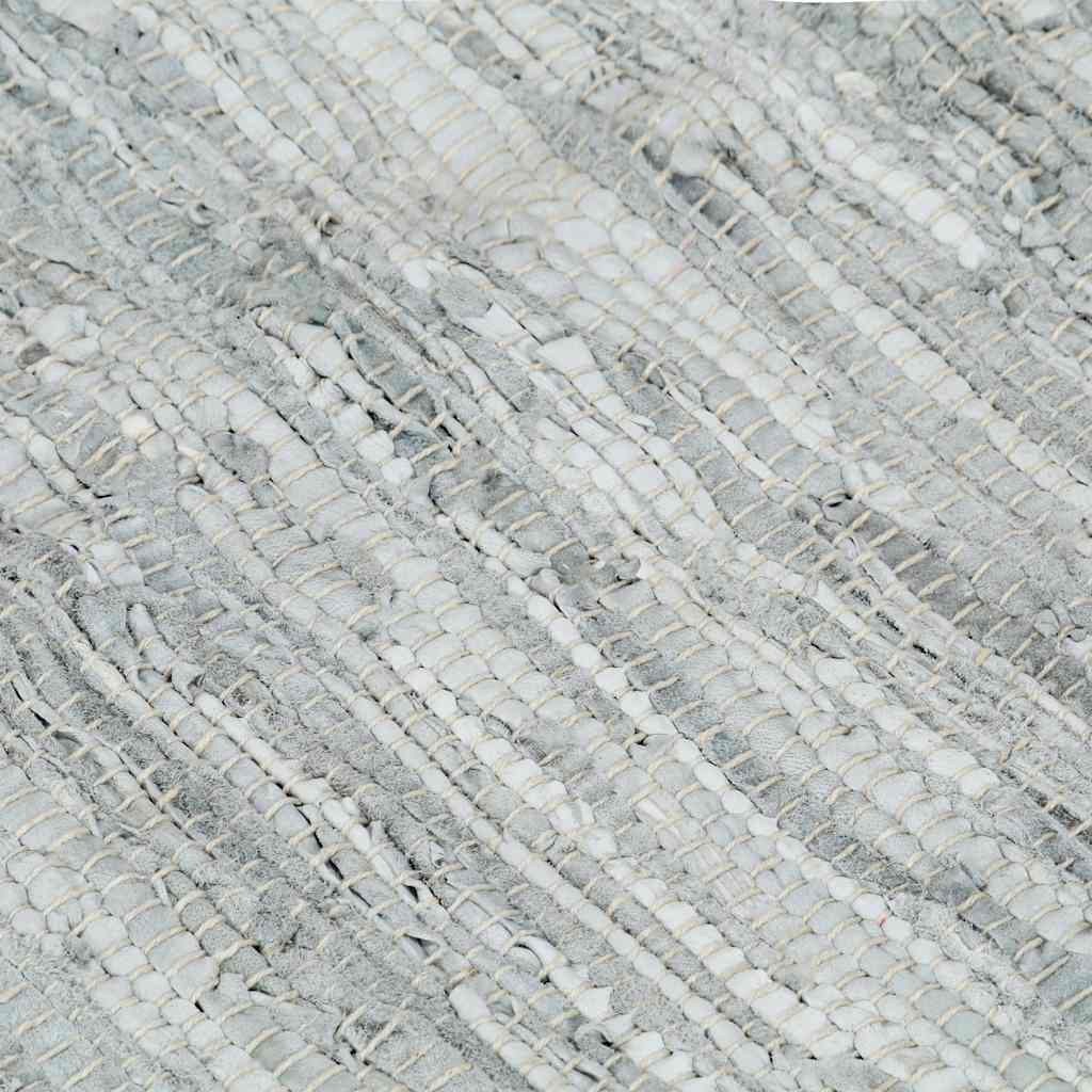 Χαλί Chindi Χειροποίητο Γκρι 160 x 230 εκ. Δερμάτινο