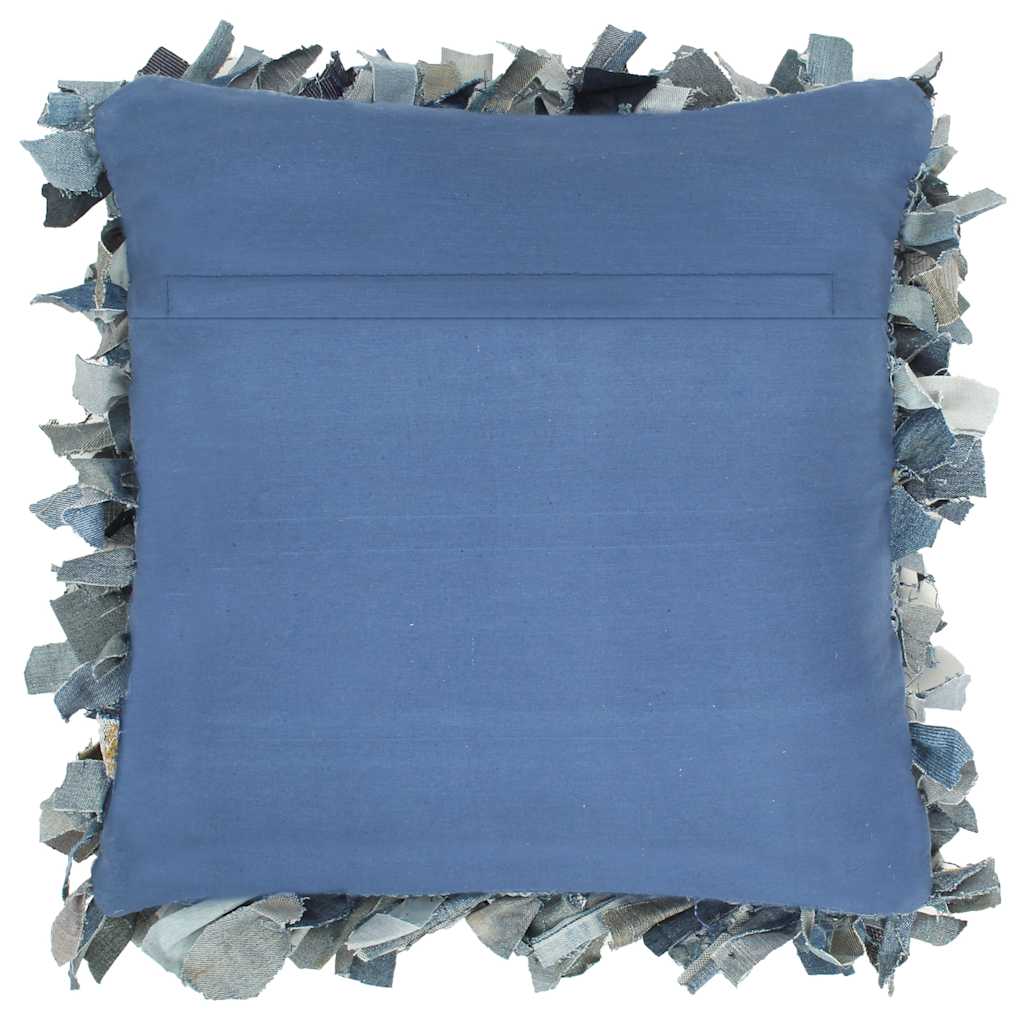 Μαξιλάρι Denim Shaggy Μπλε 60x60 εκ. από Δέρμα και Βαμβάκι