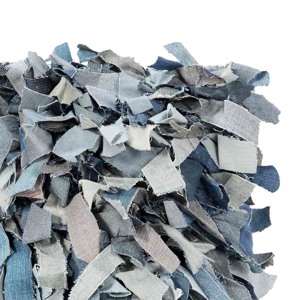 Μαξιλάρι Denim Shaggy Μπλε 60x60 εκ. από Δέρμα και Βαμβάκι