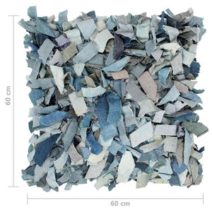 Μαξιλάρι Denim Shaggy Μπλε 60x60 εκ. από Δέρμα και Βαμβάκι