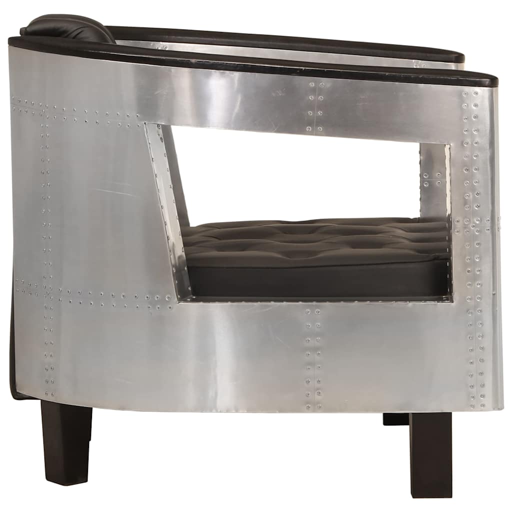 Πολυθρόνα Aviator Μαύρη από Γνήσιο Δέρμα - PAKOBAZAAR