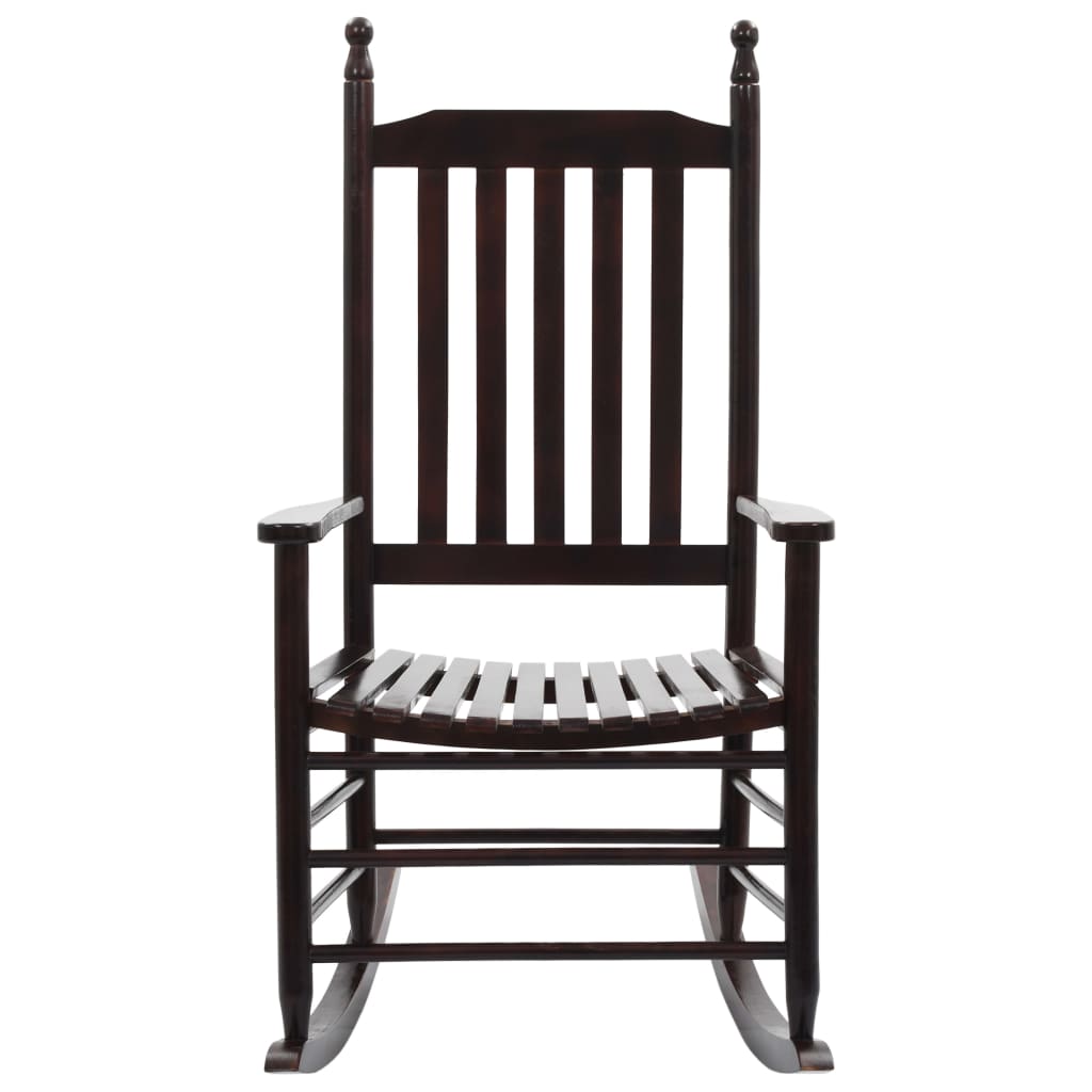 Πολυθρόνα Κουνιστή με Καμπυλωτό Κάθισμα Καφέ από Ξύλο Λεύκας - Pakobazaar