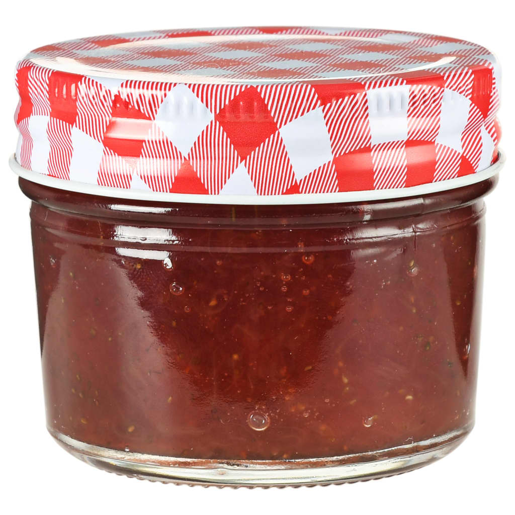 Βάζα Μαρμελάδας 96 τεμ. 110 ml Γυάλινα με Κόκκινα/Λευκά Καπάκια