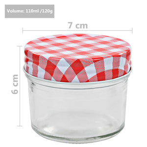 Βάζα Μαρμελάδας 96 τεμ. 110 ml Γυάλινα με Κόκκινα/Λευκά Καπάκια