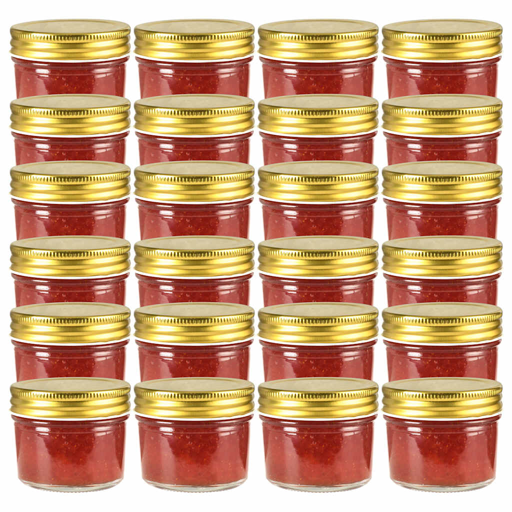 Βάζα Μαρμελάδας 24 τεμ. 110 ml Γυάλινα με Χρυσά Καπάκια