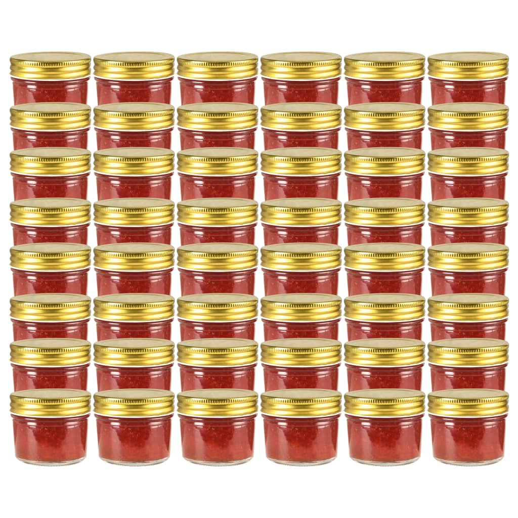 Βάζα Μαρμελάδας 48 τεμ. 110 ml Γυάλινα με Χρυσά Καπάκια