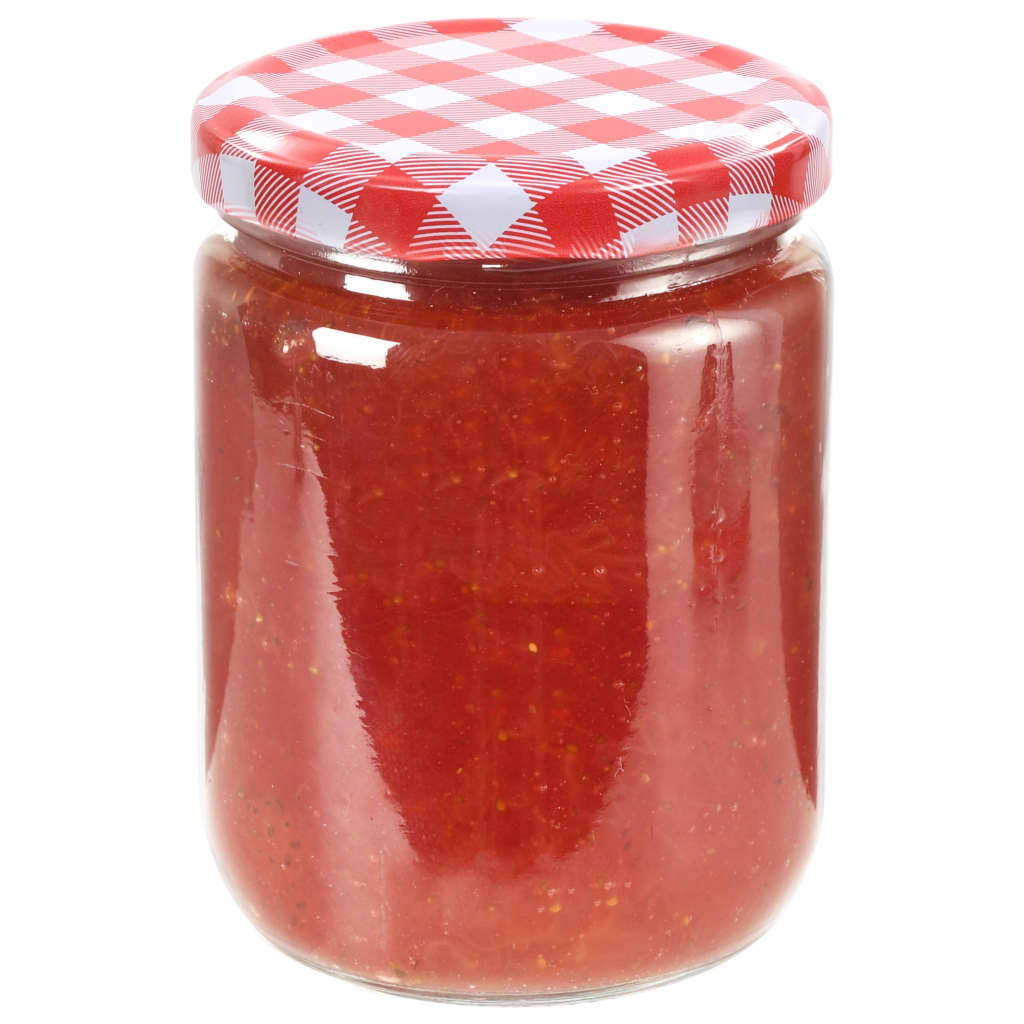Βάζα Μαρμελάδας 48 τεμ. 230 ml Γυάλινα με Κόκκινα/Λευκά Καπάκια
