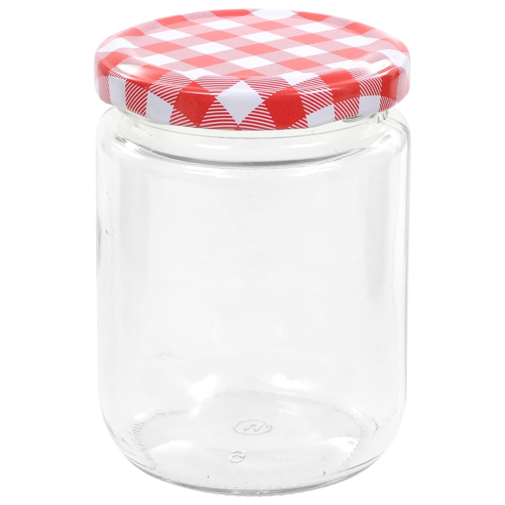 Βάζα Μαρμελάδας 48 τεμ. 230 ml Γυάλινα με Κόκκινα/Λευκά Καπάκια