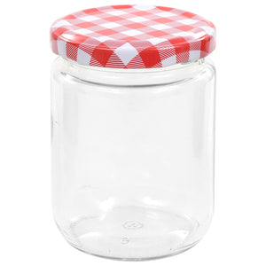 Βάζα Μαρμελάδας 48 τεμ. 230 ml Γυάλινα με Κόκκινα/Λευκά Καπάκια