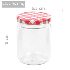 Βάζα Μαρμελάδας 48 τεμ. 230 ml Γυάλινα με Κόκκινα/Λευκά Καπάκια