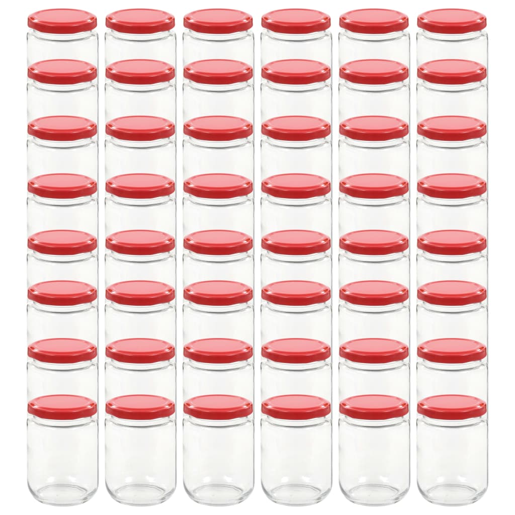 Βάζα Μαρμελάδας 48 τεμ. 230 ml Γυάλινα με Κόκκινα Καπάκια