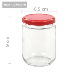 Βάζα Μαρμελάδας 96 τεμ. 230 ml Γυάλινα με Κόκκινα Καπάκια - Pakobazaar