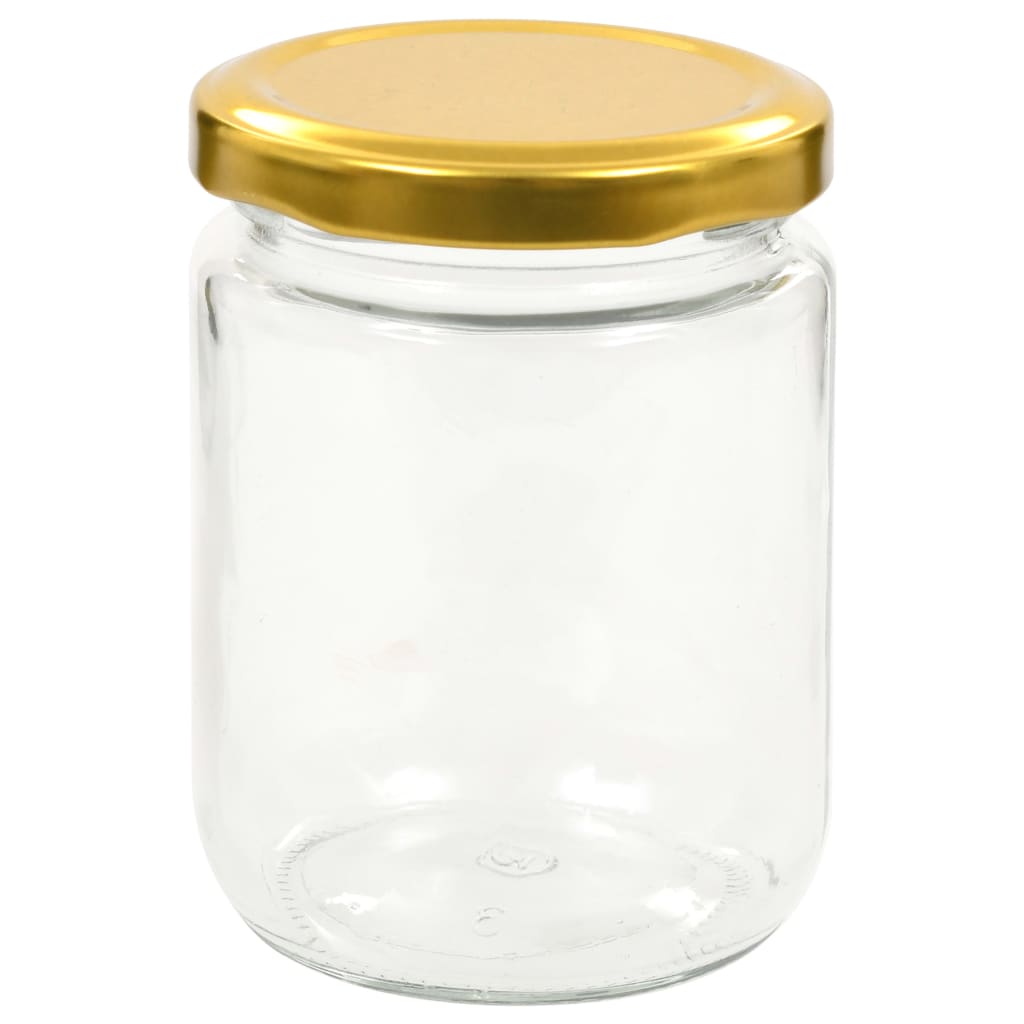 Βάζα Μαρμελάδας 48 τεμ. 230 ml Γυάλινα με Χρυσά Καπάκια