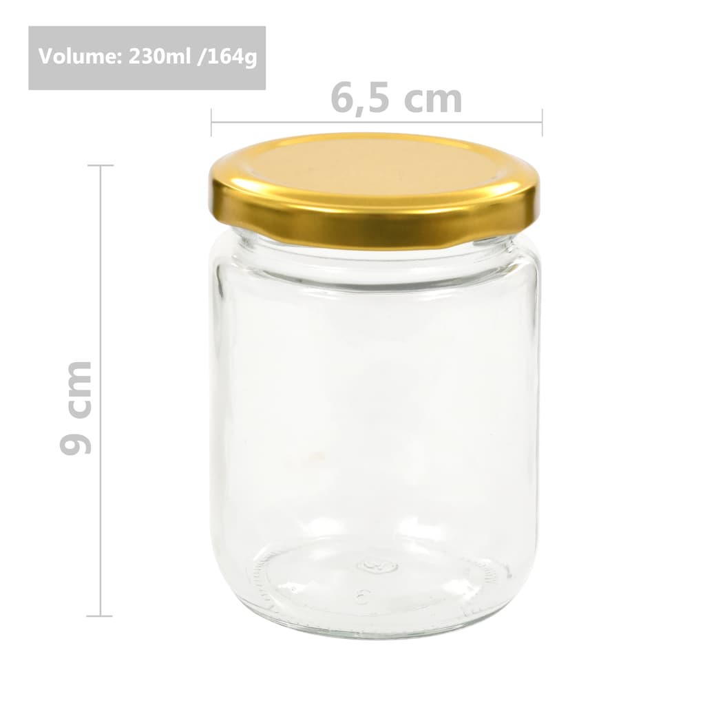 Βάζα Μαρμελάδας 48 τεμ. 230 ml Γυάλινα με Χρυσά Καπάκια