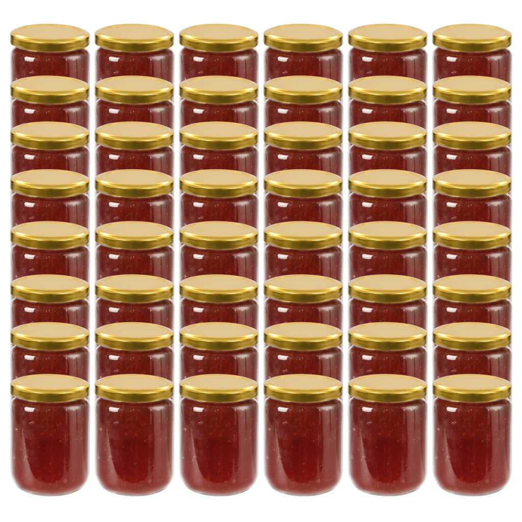 Βάζα Μαρμελάδας 48 τεμ. 230 ml Γυάλινα με Χρυσά Καπάκια