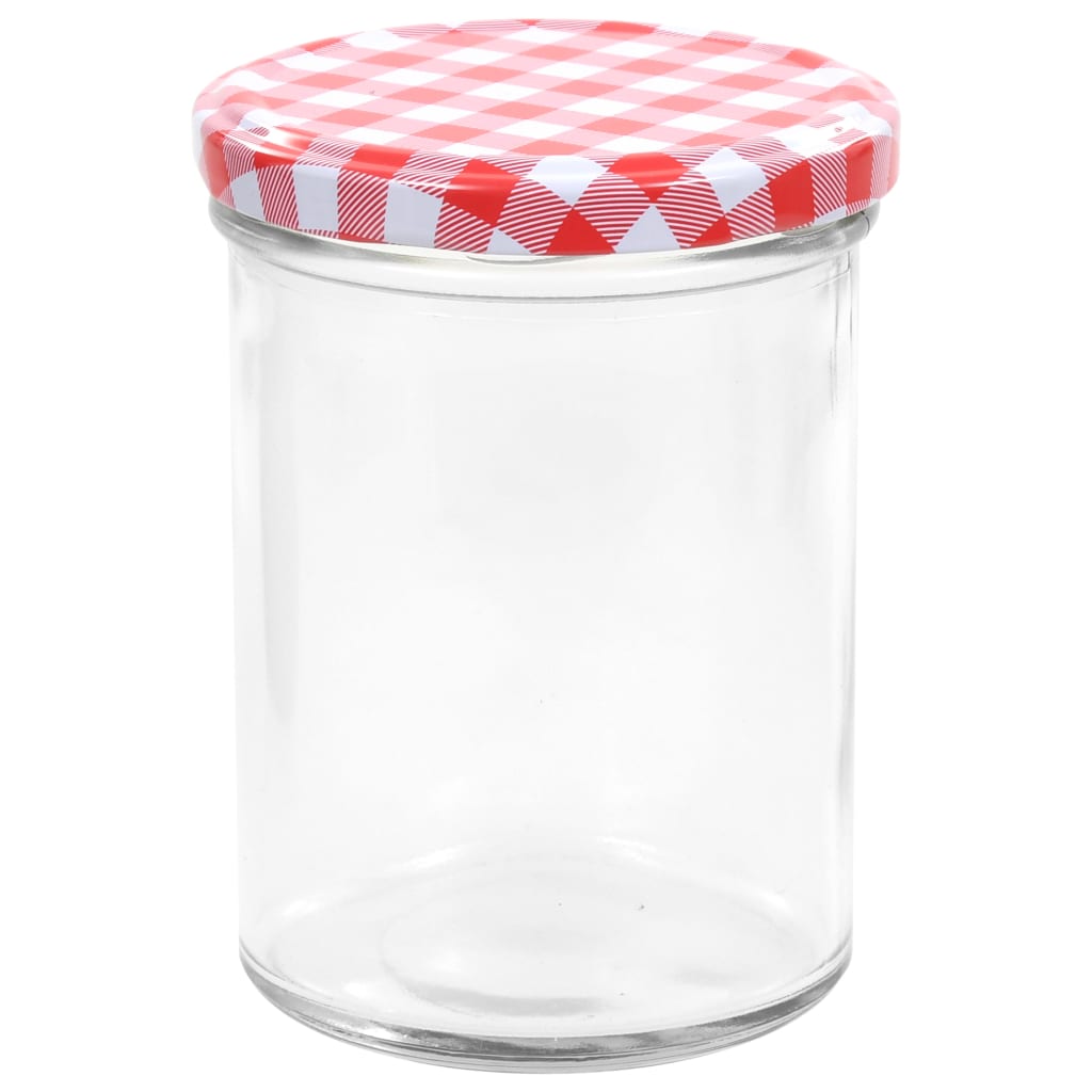 Βάζα Μαρμελάδας 48 τεμ. 400 ml Γυάλινα με Λευκά/Κόκκινα Καπάκια