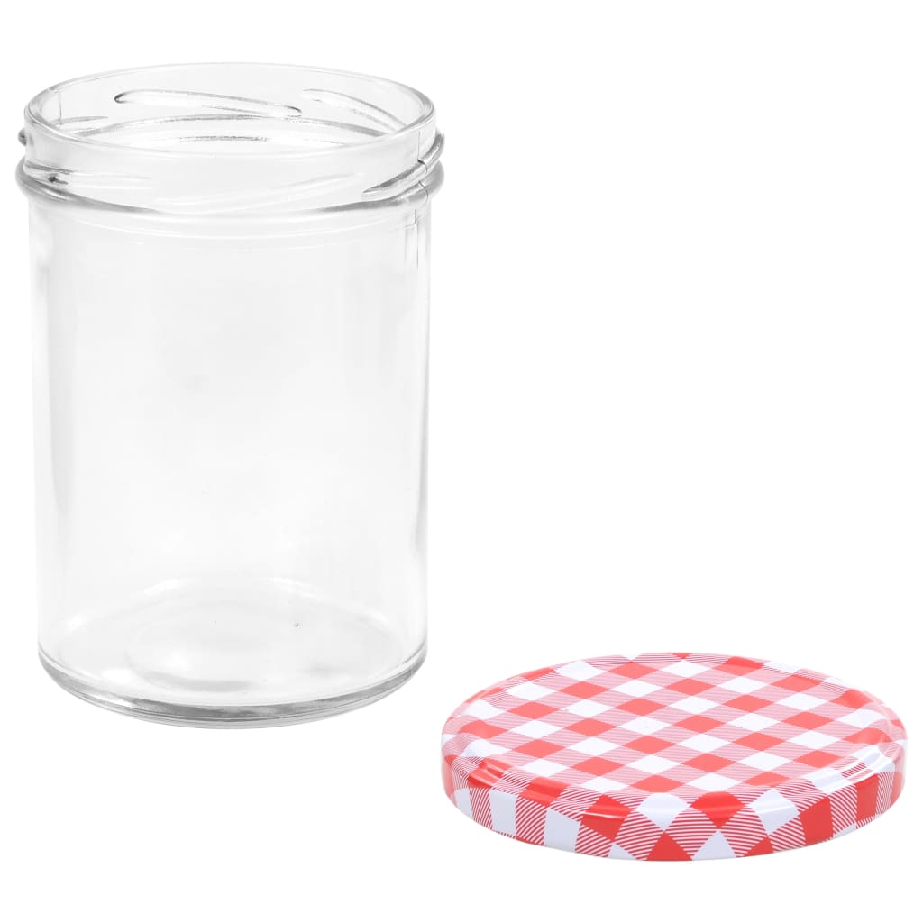 Βάζα Μαρμελάδας 48 τεμ. 400 ml Γυάλινα με Λευκά/Κόκκινα Καπάκια