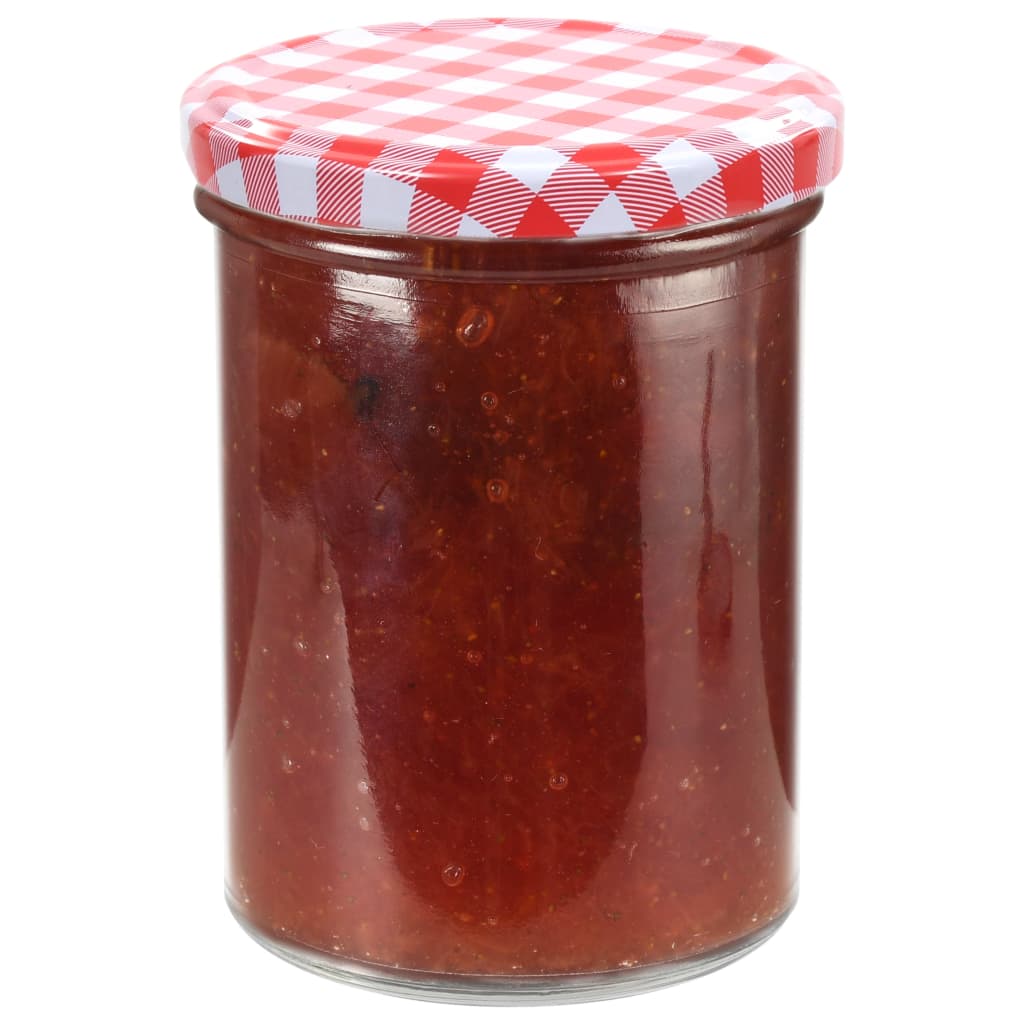 Βάζα Μαρμελάδας 96 τεμ. 400 ml Γυάλινα με Κόκκινα/Λευκά Καπάκια