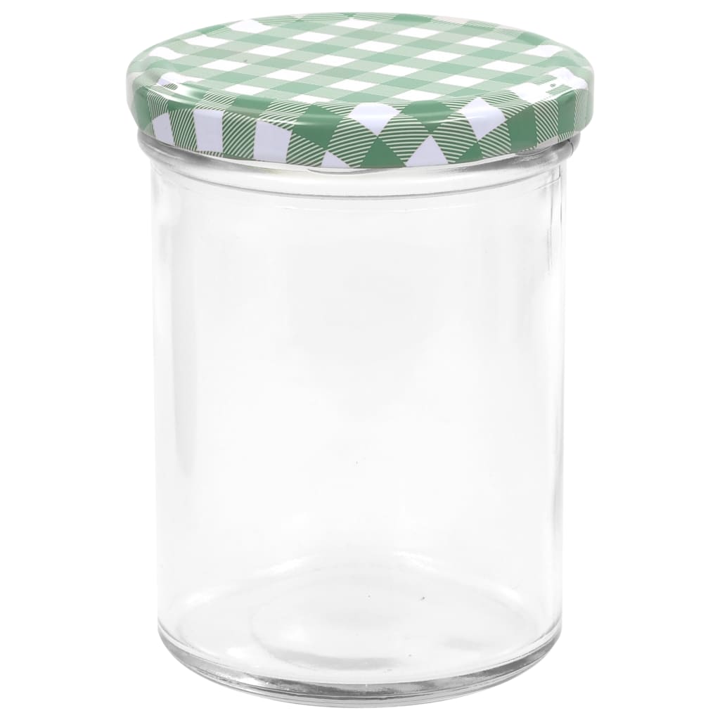 Βάζα Μαρμελάδας 96 τεμ. 400 ml Γυάλινα με Πράσινα/Λευκά Καπάκια