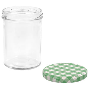 Βάζα Μαρμελάδας 96 τεμ. 400 ml Γυάλινα με Πράσινα/Λευκά Καπάκια