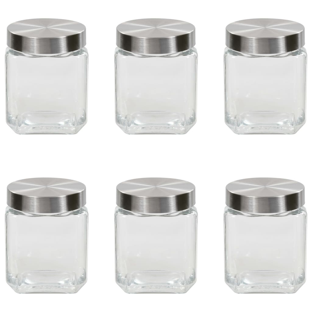 Βάζα Αποθήκευσης 6 τεμ. 1200 ml με Ασημί Καπάκι