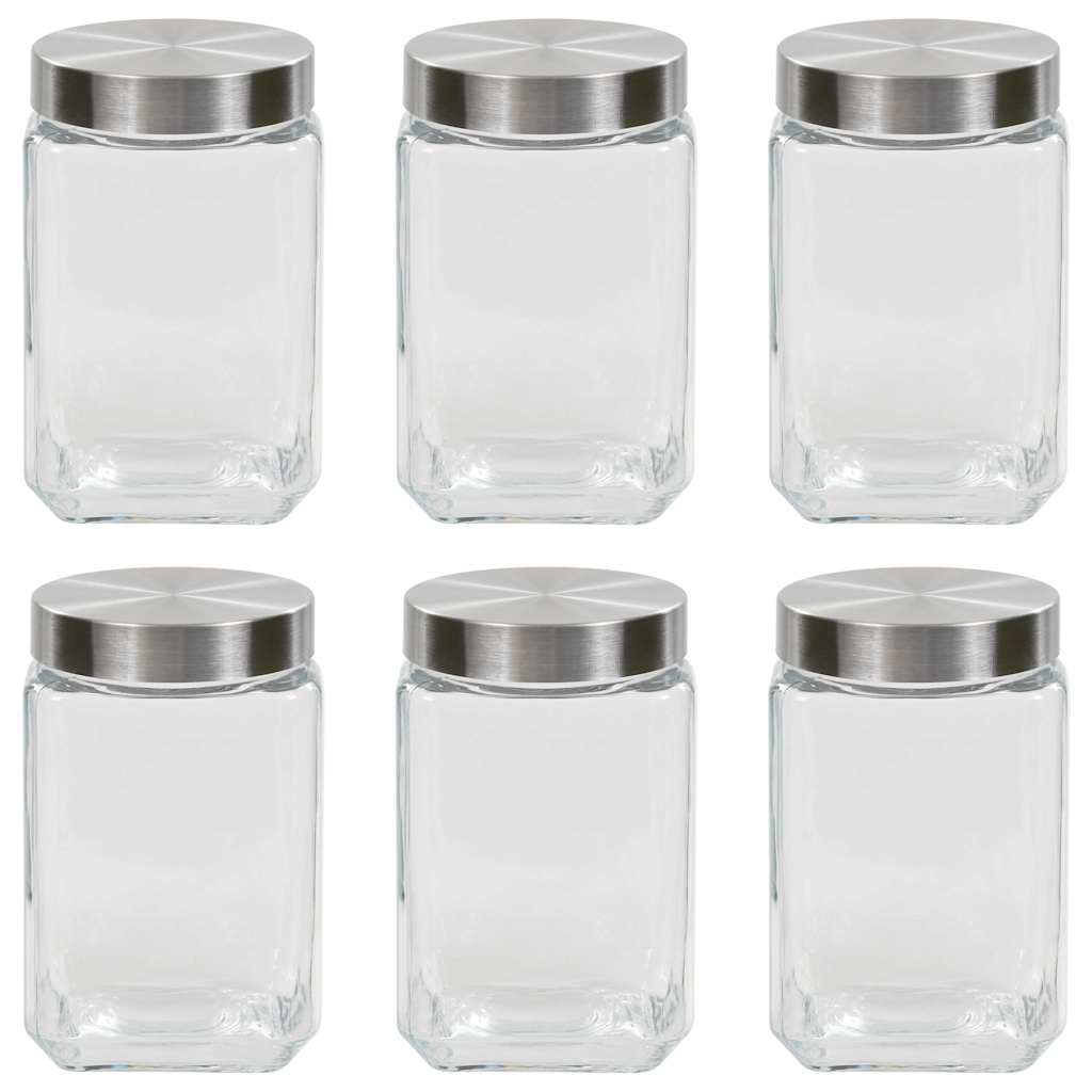 Βάζα Αποθήκευσης 6 τεμ. 1700 ml με Ασημί Καπάκι