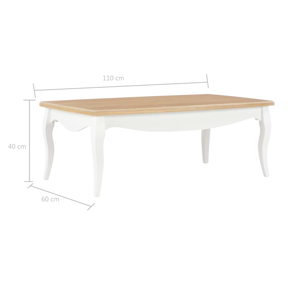 Τραπεζάκι Σαλονιού Λευκό / Καφέ 110x60x40 εκ. Μασίφ Ξύλο Πεύκου